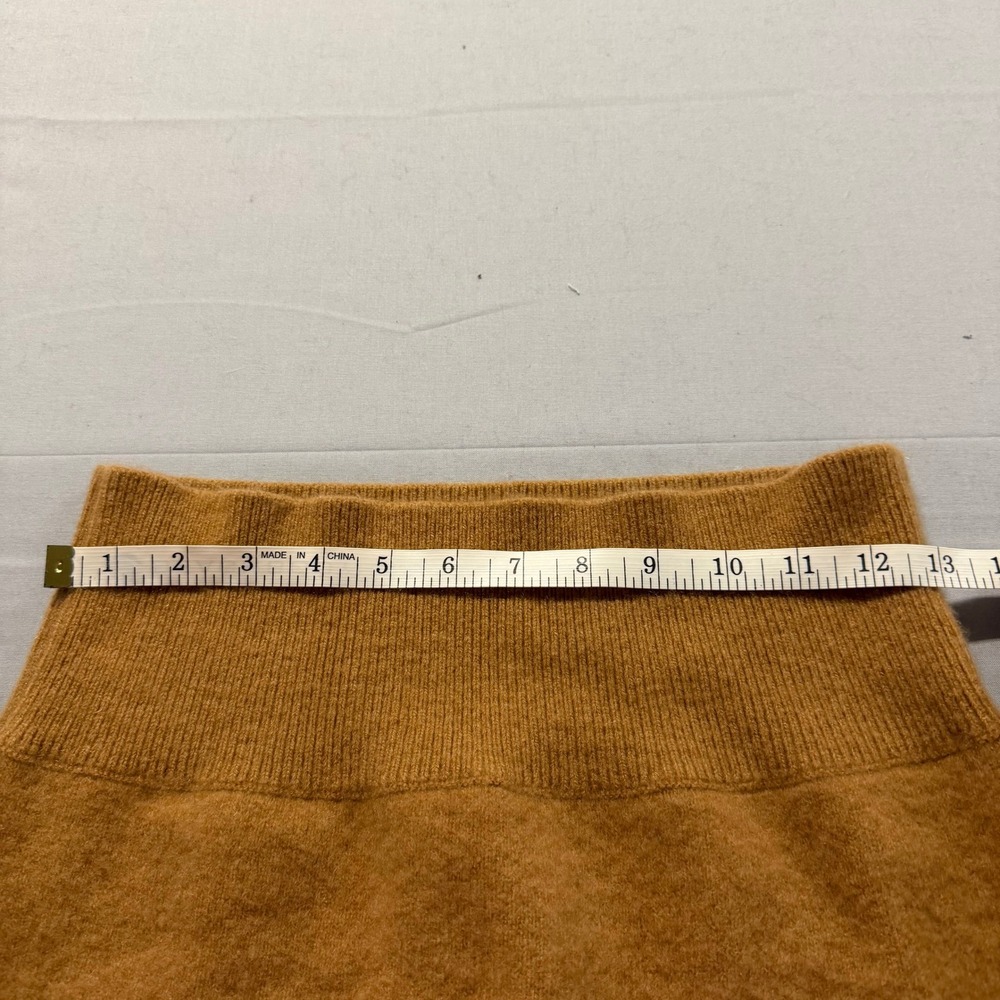 Unsubscribed Cashmere Blend Knit Midi Skirt Camel Brown XL High Waist Side Slit - Picture 5 of 8